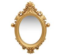Kaloriko Miroir Mural Style château doré 56 x 76 cm, Glace Ovale encadrée en polyuréthane et Verre, trumeau décoratif pour Dressing, Chambre, Salon, entrée, Montage Mural Facile