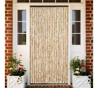 Kaloriko Moustiquaire Beige en Chenille de polypropylène 90 x 200 cm Rideau Porte, Filet Anti Insecte Silencieux, Protection d’intimité réglable pour Chambre, Salon, Cuisine et Caravane