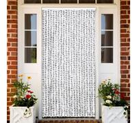 Kaloriko Moustiquaire Rideau Porte Gris Clair et Gris Fonce 90 x 220 cm Chenille Polypropylene, Amovible, silencieuse, Protection Contre Insectes pour Chambre, Salon, Cuisine, Interieur Exterieur