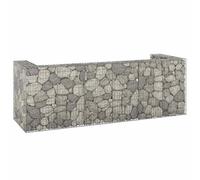 Kaloriko Mur en Gabion pour poubelles en Acier galvanisé argenté 325 x 100 x 110 cm, Cache Poubelle extérieur pour 4 bacs, Structure Stable pour Jardin Patio terrasse et Cour