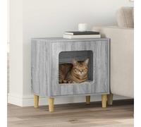 Kaloriko Niche pour chat en bois Sonoma gris 51 x 30 x 52 cm Intérieur élégant stable avec beaucoup d'espace pour chats Refuge et confort avec kit de montage inclus pour jeux d'appartement