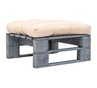 Kaloriko Palettes ottomanes d'extérieur avec coussins de couleur sable bois gris, résistant aux intempéries, rembourré, pour jardin, terrasse, balcon, comme repose-pieds, siège, pouf, d'appoint et