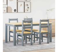 Kaloriko PANAMA Ensemble de 5 pièces en bois massif de pin gris avec table de 160 x 80 cm et 4 chaises pour salle à manger, salle à manger, mobilier robuste, durable, peu encombrant, pour repas et