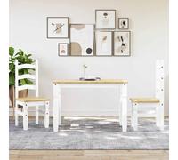 Kaloriko Panama Ensemble de salle à manger 3 pièces en pin massif blanc avec table à manger 112 x 60 x 75 cm et 2 chaises, salon stable pour repas, petit-déjeuner, dîner