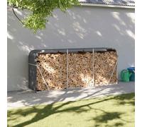Kaloriko Panier à bûches anthracite en acier galvanisé - 234 x 45 x 100 cm - Étagère robuste pour bois de chauffage - Support pour bois de cheminée pour ranger et ranger au sec en intérieur et en