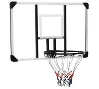 Kaloriko Panier de basket-ball transparent en polycarbonate - 106 x 69 x 3 cm - Planche arrière avec anneau en acier - Filet en nylon résistant aux intempéries - Montage mural - Planche de rechange
