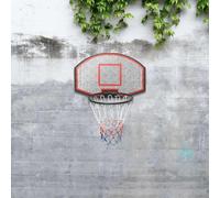 Kaloriko Panier de basket noir avec panneau arrière en polyéthylène 71 x 45 x 2 cm, planche de rechange résistante aux intempéries avec filet en nylon, anneau en acier, pour montage mural, intérieur