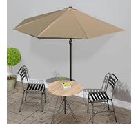 Kaloriko Parasol de balcon avec mât en aluminium, semi-circulaire, taupe, 300 x 155 cm, résistant aux UV et inclinable, avec manivelle, résistant aux intempéries, pour jardin, balcon, terrasse