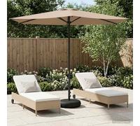 Kaloriko Parasol de jardin - 270 x 270 cm - En polyester - Taupe - Avec protection UV - Angle droit - Cadre en acier revêtu par pulvérisation - Baleines repliables - Résistant aux intempéries - Pour