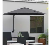 Kaloriko Parasol de Jardin Anthracite 248 x 248 x 148 cm Toile Polyester UV inclinable avec manivelle Base déportée Fixation Murale pour terrasse Balcon extérieur Patio