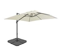 Kaloriko Parasol de Jardin inclinable déporté avec Toile résistante UV et Base Portable Sable 3x3m en Aluminium et Acier avec manivelle, Pied Stable pour terrasse, Patio, Balcon, Piscine