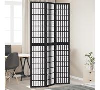 Kaloriko Paravent 3 pièces noir en bois massif de paulownia, séparateur de pièce pliable sur pied avec motif treillis, pare-vue pour chambre à coucher, salon, bureau, intérieur
