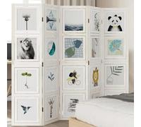 Kaloriko Paravent 5 pièces blanc en bois massif de paulownia, pliable, autonome, avec 5 panneaux, séparateur polyvalent pour salon, chambre à coucher, bureau, brise-vue décoratif et mur de fixation