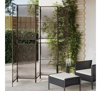 Kaloriko Paravent 6 pièces marron en poly rotin avec cadre en acier 294 x 200 cm - Pliable et autonome - Paravent brise-vue pour salon, chambre à coucher, bureau et intérieur