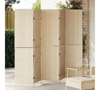 Kaloriko Paravent en polyrotin beige avec fonction pliable 242 x 180 cm, autoportant et opaque, idéal pour le salon, la chambre à coucher, le bureau, séparateur élégant et brise-vue avec surface mate