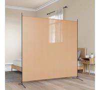 Kaloriko Paravent simple beige en tissu 175 x 180 cm autoportant pliable pour chambre à coucher, salon, bureau avec brise-vue séparateur et étagère décorative