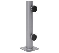Kaloriko Pied de parasol en acier argenté pour mât de Ø 32/34/38 mm avec 4 vis, clés, montage au sol, peu encombrant, stable et résistant aux intempéries, pour balcon, terrasse, jardin