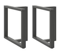 Kaloriko Pieds de Table à Manger en T 2 pièces Anthracite, Pied Table en Acier thermolaqué 80 x 35 x 72-73 cm, Patte Support réglable pour Cuisine, Bureau, Salon, Fixation Stable