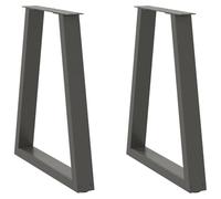 Kaloriko Pieds de Table à Manger en V 2 pièces Anthracite, 50 x 72 à 73,3 cm, Acier thermolaqué, Patins réglables, Trous prépercés, pour Table, Bureau, Cuisine, Salon
