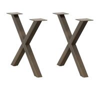 Kaloriko Pieds de Table Basse en Forme de X, 2 pièces, Acier Naturel thermolaqué, 50 x 42 à 43 cm, Patte Support réglable avec niveleurs, Base métal pour Salon, Montage Stable et élégant