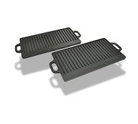 Kaloriko Plancha en Fonte réversible 2 pcs 38 x 23 cm, poele Gril antiadhesif, Cuisson sur Induction gaz vitroceramique Electrique Four, Viande Steak Poisson Legume Barbecue