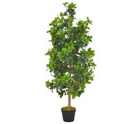 Kaloriko Plante Artificielle Laurier Vert avec Pot 120 cm, Feuillage synthétique en Polyester et Bois, 1395 Feuilles pour décoration intérieur Salon Bureau