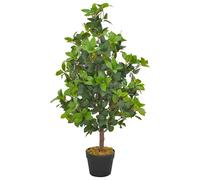 Kaloriko Plante Artificielle Laurier Vert avec Pot, 90 cm, 885 Feuilles, Polyester et Bois, décoration intérieur Salon Bureau, Feuillage synthétique réaliste sans Entretien