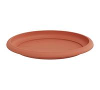 Kaloriko Plateau à Fleurs Rond en Plastique Rouge Brique, Ø 14 cm, 24 pièces, léger et Durable, adapté intérieur extérieur Balcon terrasse Jardin, Design Minimaliste pour décoration Naturelle