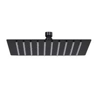 Kaloriko Pommeau de douche à effet pluie carré en acier inoxydable - 20 x 20 cm - Noir - Avec 100 buses anti-calcaire - Économie d'eau - Réglable en hauteur - Pour salle de bain bien-être et systèmes