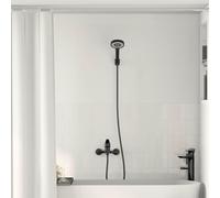 Kaloriko Pommeau de douche noir en laiton G 1 2" avec douchette et support de douche, 5 types de jet pour salle de bain bien-être, économie d'eau, fonction massage, tuyau et accessoires de montage