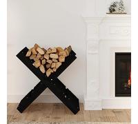 Kaloriko Porte bûches Noir en Bois Massif de pin 47 x 39,5 x 48 cm, Accessoire Rangement pour cheminée, poêle, Insert, Salon ou Garage, Stockage Sec et ordonné du Bois de Chauffage