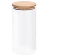 Kaloriko Pots de Conservation en Verre avec Couvercle en Bambou, Lot de 4, 1200 ML, boîte à Biscuits, Bocal Rangement, Conservation hermetique, Cuisine, Garde Manger, Design Vintage