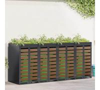 Kaloriko Poubelle en acier anthracite - Pour 4 bacs - 120-240 l - Avec design ventilé - Extensible - Résistant aux intempéries - Pour jardin, terrasse, extérieur - Protection de l'ordre