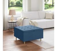 Kaloriko Pouf de Rangement Bleu en Tissu 80 x 80 x 45 cm, Coussin capitonné, Compartiment caché, Assise intérieure, Pieds Robustes, pour Salon Chambre entrée, Usage Polyvalent