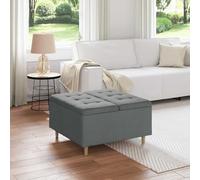 Kaloriko Pouf de Rangement en Tissu Gris foncé avec Coussin capitonné, 80 x 80 x 45 cm, Assise intérieure, Stockage caché, Salon, Chambre, entrée, Soutien Stable