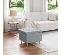 Kaloriko Pouf de Rangement Gris Clair en Tissu avec Coussin capitonné 60 x 60 x 45 cm, Assise intérieure, Rangement caché, Pieds Robustes pour Salon Chambre entrée