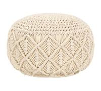 Kaloriko Pouf en macramé fait à la main en coton - 45 x 30 cm - Tabouret rembourré confortable avec finition douce - Siège polyvalent pour salon, chambre à coucher, salon - Style bohème