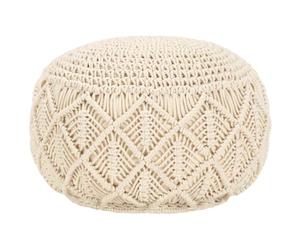 Kaloriko Pouf en macramé fait à la main en coton - 45 x 30 cm - Tabouret rembourré confortable avec finition douce - Siège polyvalent pour salon, chambre à coucher, salon - Style bohème