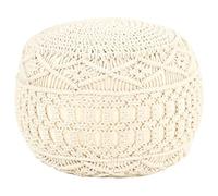 Kaloriko Pouf en macramé fait à la main en coton avec rembourrage en perles EPS 45 x 30 cm Tabouret rembourré doux pour salon, chambre à coucher, canapé, repose-pieds, cube confortable