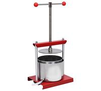 Kaloriko Presse-fruits et vin en acier inoxydable 6 l, poignée rotative à 2 bras, acier de qualité alimentaire, 30 x 24,5 x 45-70 cm, presse-fruits parfait pour la fabrication de vin, les fournitures