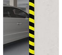 Kaloriko Protection des bords jaune noir 4 x 3 x 100 cm en polyuréthane autocollant pour parking, garage, terrain de protection contre les dommages, interdiction de maintenance, allée, marquage de
