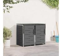 Kaloriko Rangement à roulettes anthracite en acier inoxydable - 138 x 77,5 x 112,5 cm - Avec portes magnétiques - Extensible pour poubelles extérieures - Protection de l'ordre et des regards