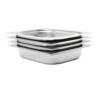 Kaloriko Récipients gastronorm 4 pcs GN 1 2 65 mm Acier Inoxydable, bac Plateau Insert 4 L argenté pour Bain Marie, Maintien Temperature, Service Traiteur, Restauration, Buffet