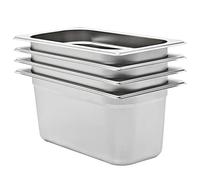 Kaloriko Récipients Gastronorm 4 pcs GN 1/3 150 mm Acier Inoxydable, bac Recipient cuve Plateau Insert gastronorme pour Plat Chaud Bain Marie Maintien Temperature Service Traiteur Restauration