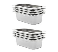 Kaloriko Récipients Gastronorm 8 pcs GN 1/3 100 mm Acier Inoxydable, bac récipient cuve Plateau Insert pour Plat Chaud Bain Marie Maintien Temperature Service Traiteur Cuisine Restaurant Hotel