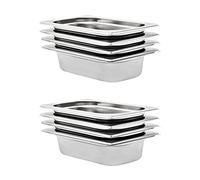 Kaloriko Récipients Gastronorm 8 pcs GN 1 4 65 mm en Acier Inoxydable argenté, bac Recipient cuve Plateau Insert pour Bain Marie, Service Traiteur, Restauration, Buffet, Cuisine et hôtel