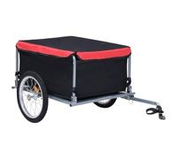 Kaloriko Remorque de vélo Noir et Rouge 65 kg Robuste avec attelage Pliable en Acier, Compartiment à Bagages, réflecteurs de sécurité, idéale pour Transport Cargo, Promenade