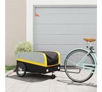 Kaloriko Remorque de vélo Noire et Jaune Robuste avec attelage pour Transport Cargo de 45 kg, adaptée à la Ville, Camping, randonnée ou Promenade, avec Housse Pluie, sécurité et Suspension