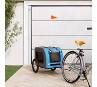 Kaloriko Remorque de vélo pour Animaux de Compagnie Bleu et Gris, Poussette Landau Chariot Buggy Pliable en Tissu Oxford et Fer, Cabine Filet Respirant, Transport Confortable pour Chien Chat, 45 kg