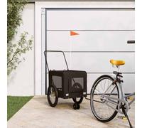 Kaloriko Remorque de vélo pour Animaux de Compagnie Noir, Poussette Landau Chariot Buggy de Transport avec Filet Respirant, Roue Pliable, Frein et sécurité, pour Chien Chat